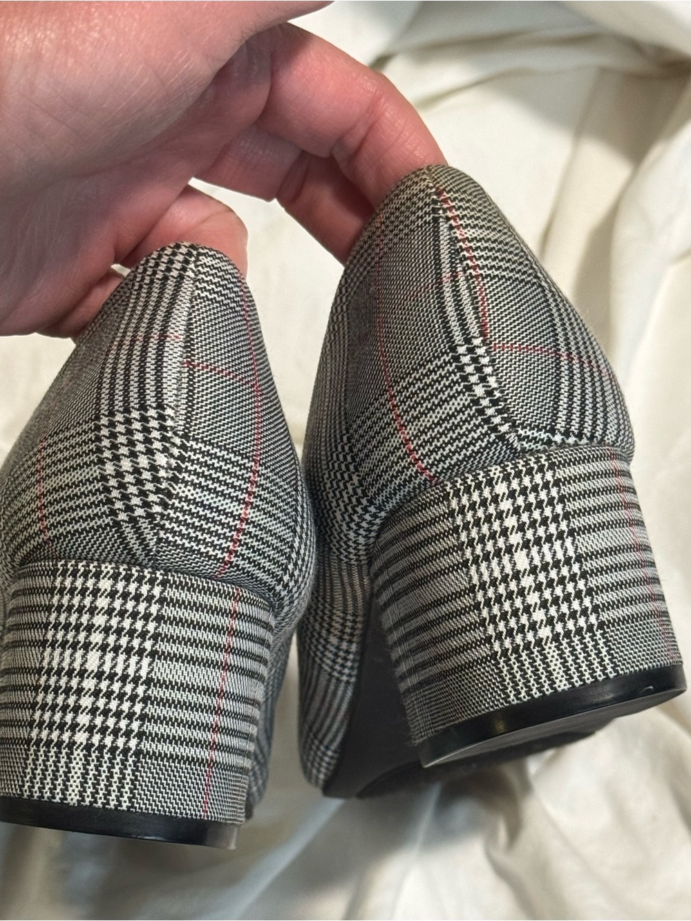 Cl By Laundry Hiromi Heels Red & Black Glen Plaid Pattern 10m New No Box View 6